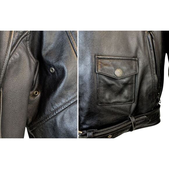 Harley Davidson Leather Jacket Mens Black Medium Eagle Embossed Back Moto Biker - Picture 13 of 13